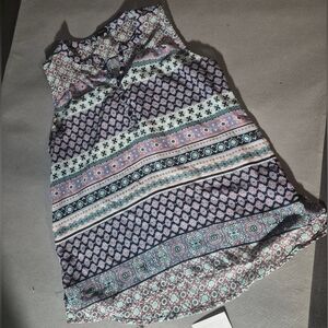 Sleeveless Printed Boho Tank Top in Pink, Navy & Mint